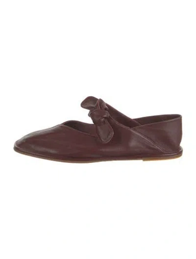 Pre-owned Hereu Leather Mary Jane Flats In Burgundy