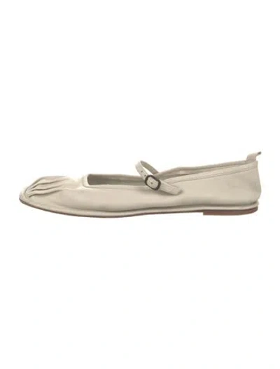 Pre-owned Hereu Leather Mary Jane Flats In Neutral