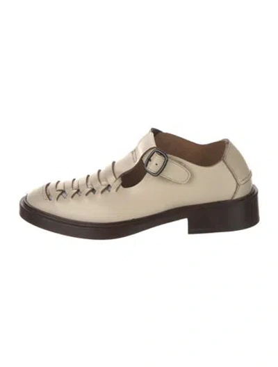 Pre-owned Hereu Leather Mary Jane Flats In Neutrals