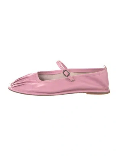Pre-owned Hereu Leather Mary Jane Flats In Pink