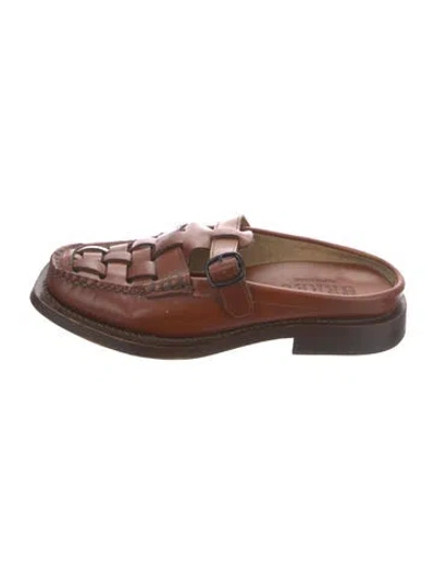 Pre-owned Hereu Leather Mules In Brown