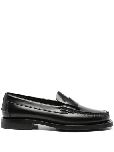 Hereu Leather Penny Loafers In Black