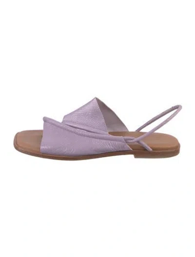 Pre-owned Hereu Leather Printed Slingback Sandals In Purple