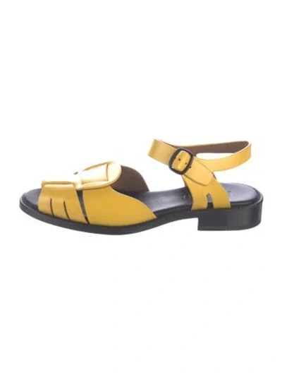 Pre-owned Hereu Leather Sandals In Black/yellow