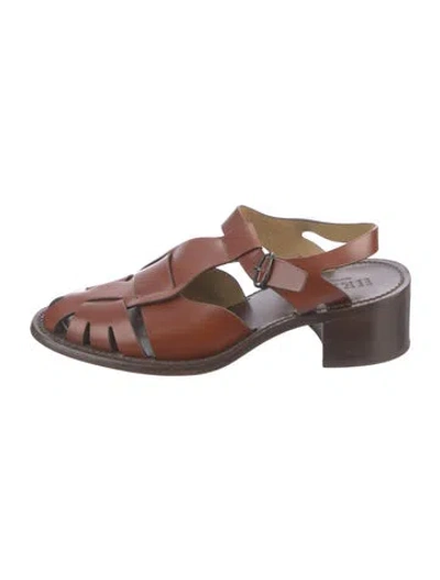 Pre-owned Hereu Leather Sandals In Brown
