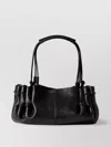 Hereu Leather Shoulder Bag With Knot And Pleat Detailing In Black
