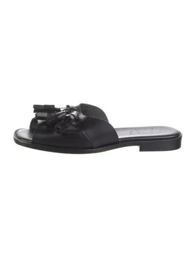 Pre-owned Hereu Leather Slides In Black