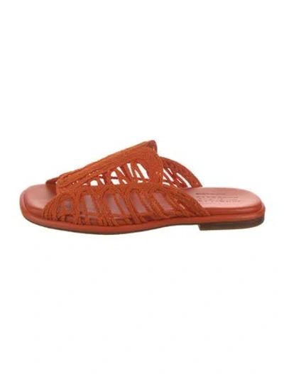 Pre-owned Hereu Leather Slides In Orange