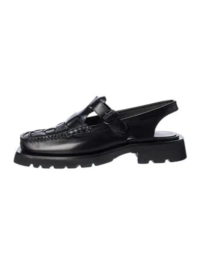 Pre-owned Hereu Leather Slingback Flats In Black