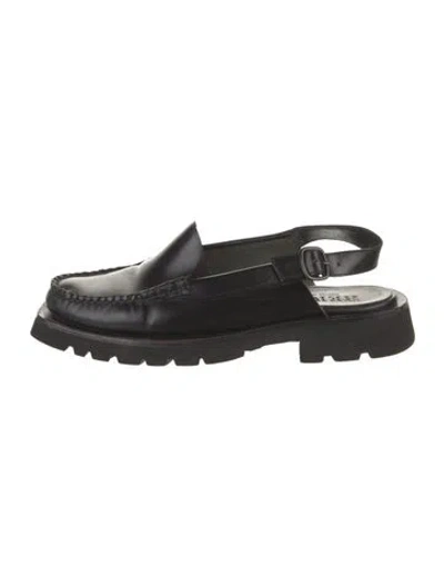 Pre-owned Hereu Leather Slingback Flats In Black