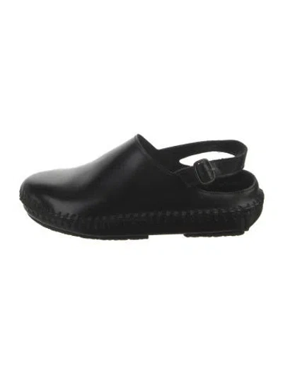 Pre-owned Hereu Leather Slingback Flats In Black