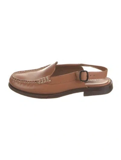 Pre-owned Hereu Leather Slingback Flats In Brown