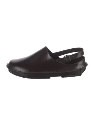 Pre-owned Hereu Leather Slingback Flats In Brown
