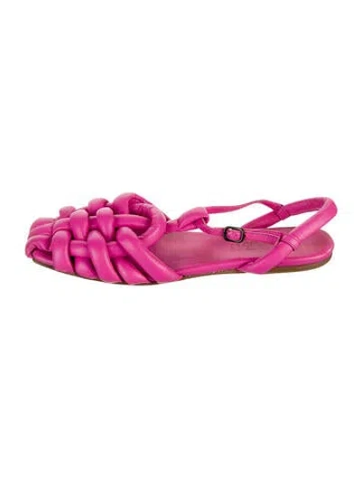 Pre-owned Hereu Leather Slingback Flats In Pink