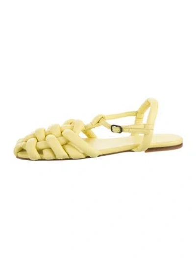 Pre-owned Hereu Leather Slingback Flats In Yellow