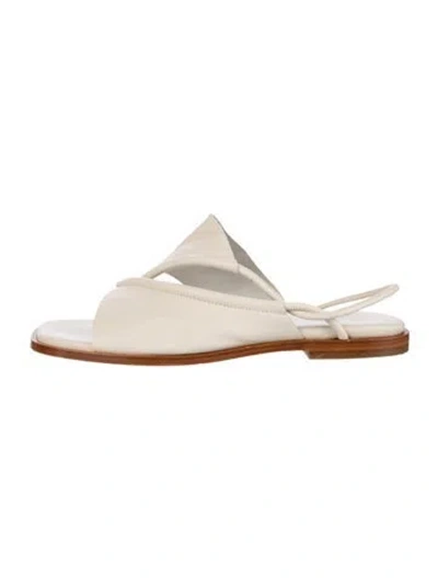 Pre-owned Hereu Leather Slingback Sandals In Neutral