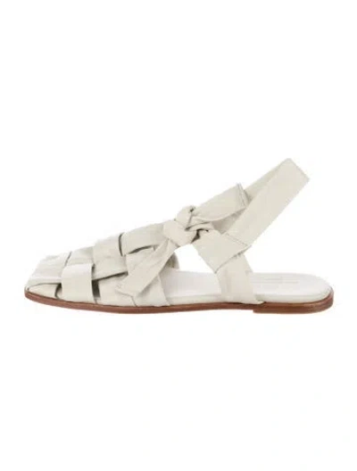 Pre-owned Hereu Leather Slingback Sandals In White