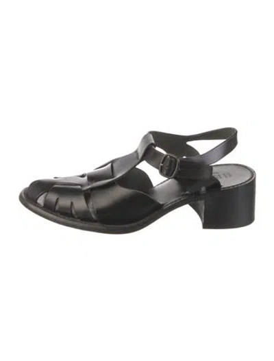 Pre-owned Hereu Leather T-strap Pumps In Black