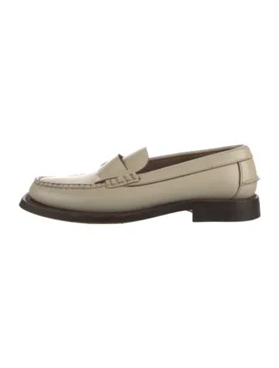 Pre-owned Hereu Leather Whipstitch Trim Loafers In Neutral