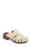 Hereu Licia Cutout Leather Loafer Clogs In Custard