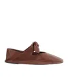Hereu Brown Llasada Supple Shiny Ballerina Flats In Brown