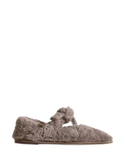 Hereu Llasada Shearling Ballet Flats In Gray