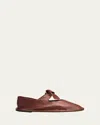 Hereu Llasada Supple Leather Bow Flats In Brown