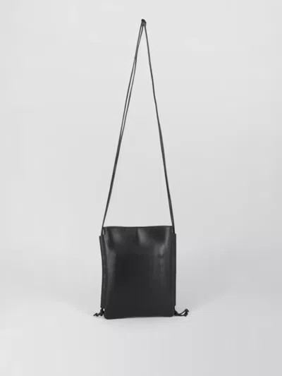 Hereu Long Strap Cross Body Bag Woven Design In Black