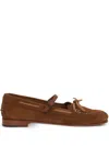 Hereu Lorea Suede Leather Loafers Bow Buckle In Brown