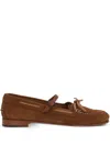 Hereu Lorea Suede Leather Loafers Bow Buckle In Brown