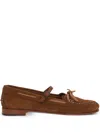 Hereu Lorea Suede Leather Loafers Bow Buckle In Brown