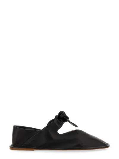 Hereu Luscious Lambskin Flat Sandal In Black