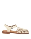 Hereu Man Sandals Ivory Size 8 Leather, Textile Fibers In White