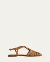 Hereu Mantella Strappy Woven Slingback Flats In Light Camel