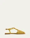 Hereu Mantella Strappy Woven Slingback Flats In Yellow