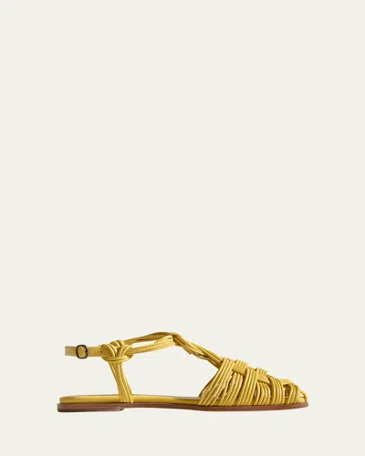 Hereu Mantella Strappy Woven Slingback Flats In Yellow