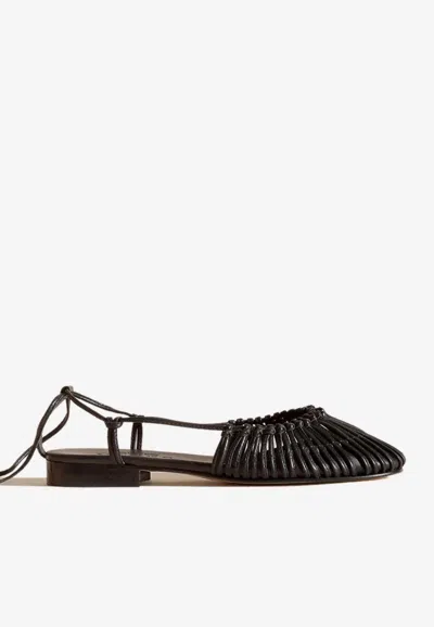 Hereu Mantera Knotted Leather Sandals In Black