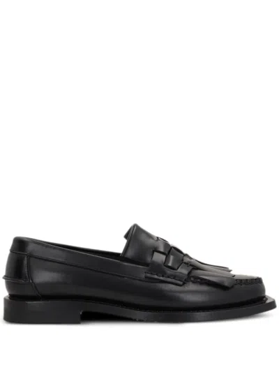 Hereu Marti Leather Kiltie Slip-on Loafers In Black