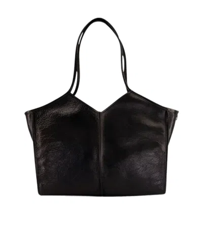 Hereu Medium Calella Distressed Leather Tote Bag In Black