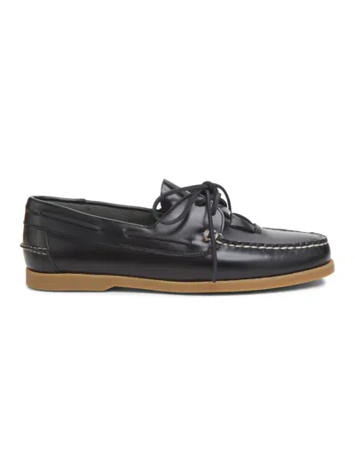 Hereu Men's Saler Nautic Leather Loafers In Black