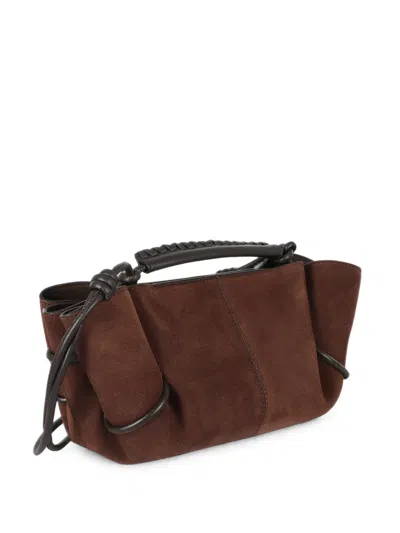 Hereu Mini Arta Braided-handle Suede Handbag In Brown
