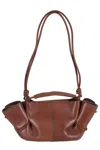 Hereu Mini Handbag With Curled Design And Braided Handle In Brown