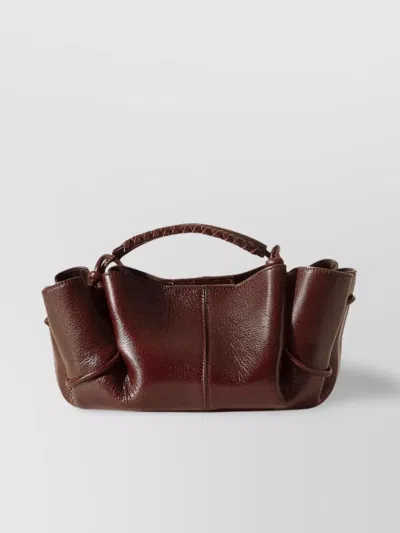 Hereu Mini Leather Handbag Gathered Detailing In Brown