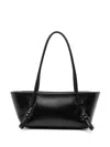 Hereu Fleca Elongated Rectangular Knot Leather Shoulder Bag In Black