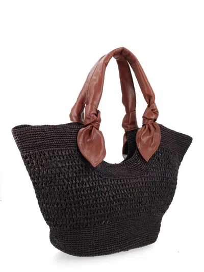 Hereu Mini Raffia And Lambskin Shoulder Bag In Brown