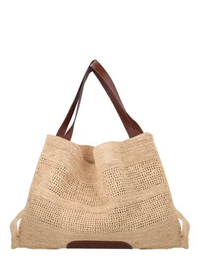 Hereu Mini Raffia And Leather Shoulder Bag In Neutral