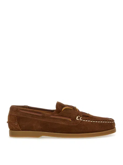 Hereu Round-toe Lace-up Loafers In Brown