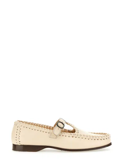 Hereu Moccasin T-bar "alcover" In Ivory
