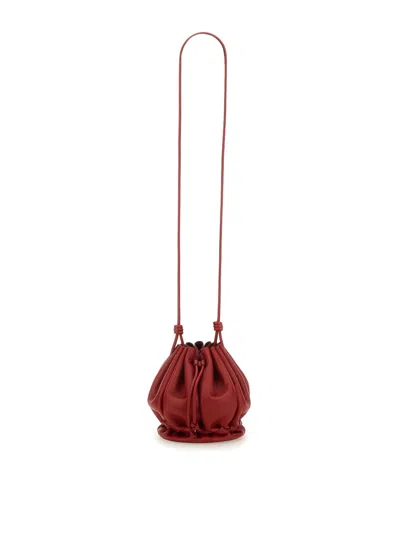 Hereu Molina Pleated Leather Bucket Bag In Red