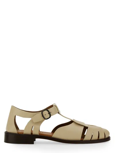 Hereu Peach Calfskin Closed Toe Sandals In Green
